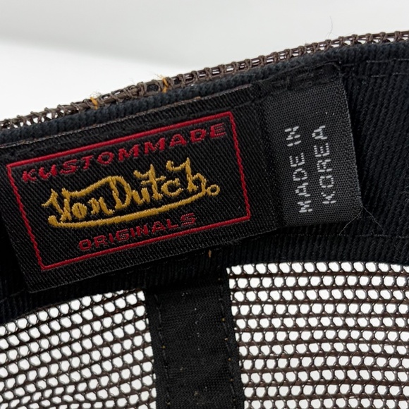 Vintage 2000’s Von Dutch Plaid Pink Brown Hat Y2K Glam Party Trucker Snapback - Picture 8 of 11